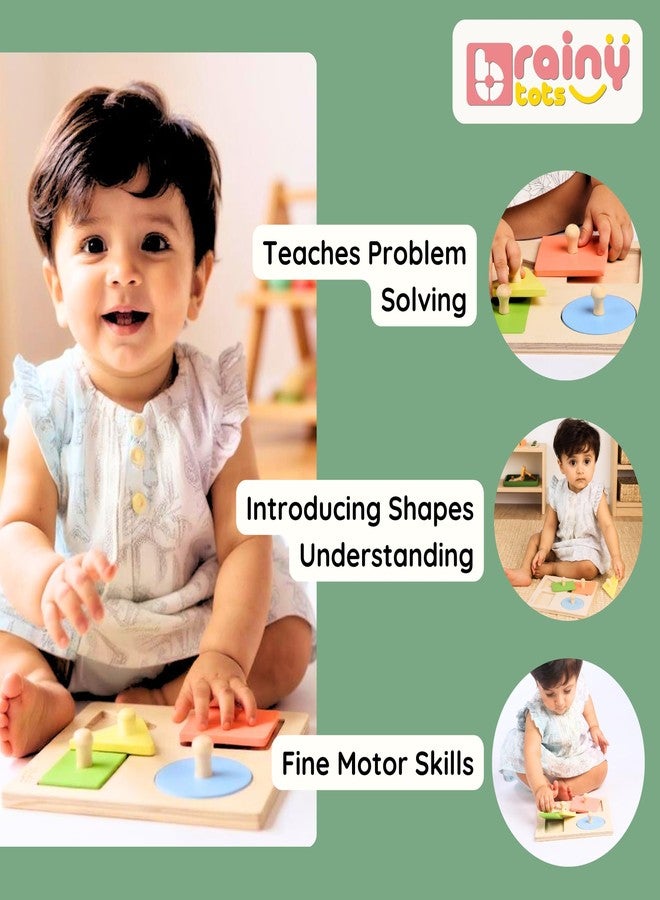 Brainytots 4 Shapes Puzzle | Teaches Shape Recognition, Sorting & Problem Solving | Montessori Wooden Puzzle for Babies and Toddlers | Enhances Fine & Gross Motor Skills | Smooth Edges And Soft Finish - Image 3